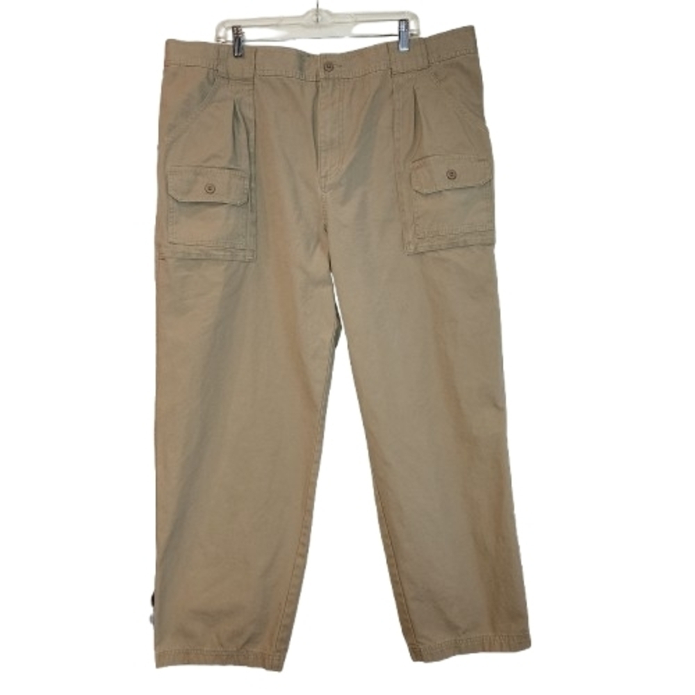 Men's Cabela's 7 Pocket Hiker Cargo Pant Size 42x32 Khaki Tan Belt Loops Zipper